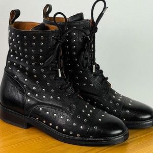 Washed Rocks fully studded leather combat boot black - NEW - Size 40 / 9